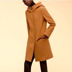 Aritza Babaton Wool Cashmere Blend Camel Wool Hoodie Coat Size S